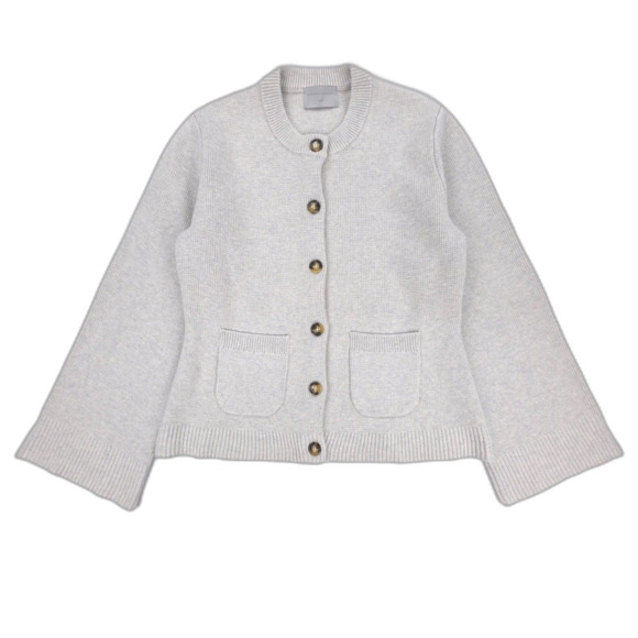 NEW Modern Citizen Merino Wool Maeve Cardigan Old Money Quiet Luxury Preppy Gray - Picture 1 of 7